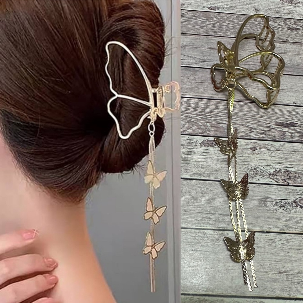 Elegant Gold Butterfly Hair Clip